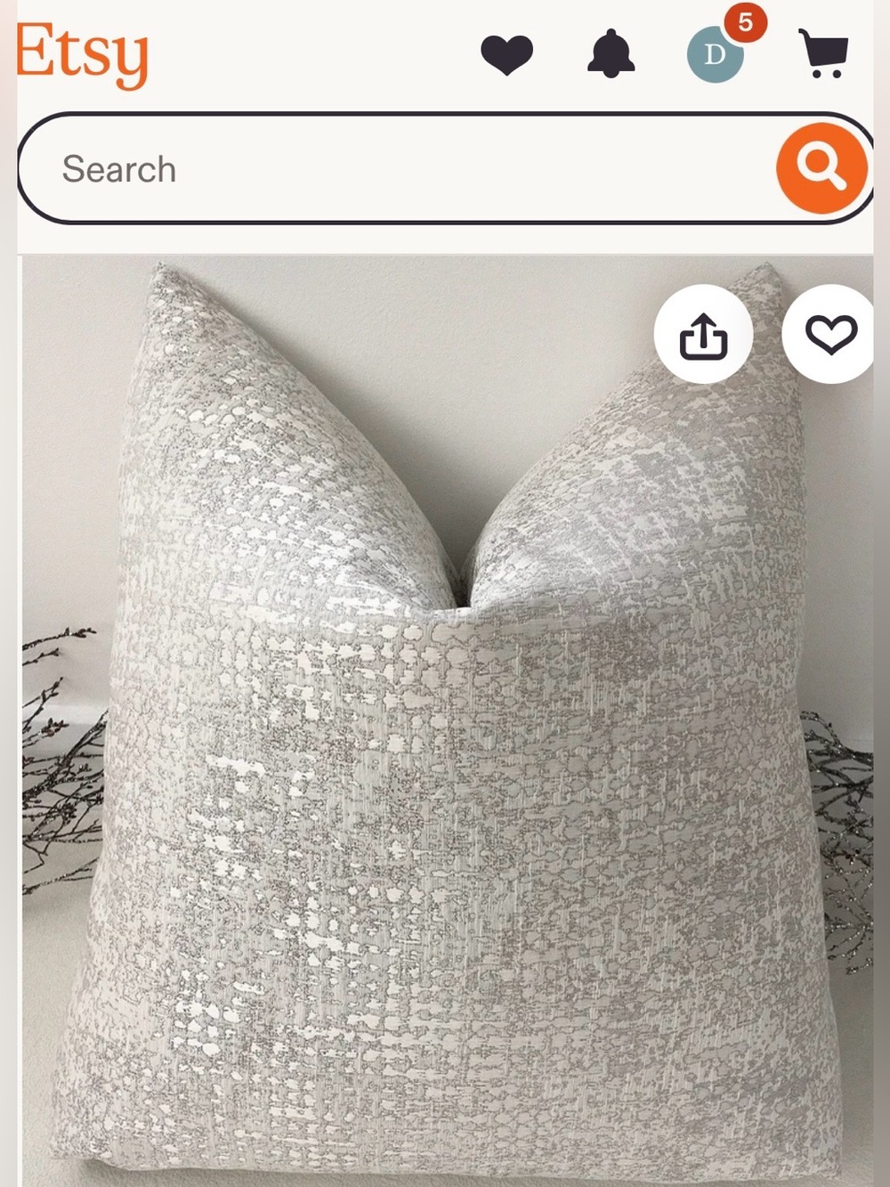 Luxury light Silver white Texture Effect Sheen Cushion Pillow Cover